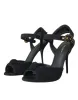 Black Suede Embellished Heels Sandals Shoes sold by Louxly