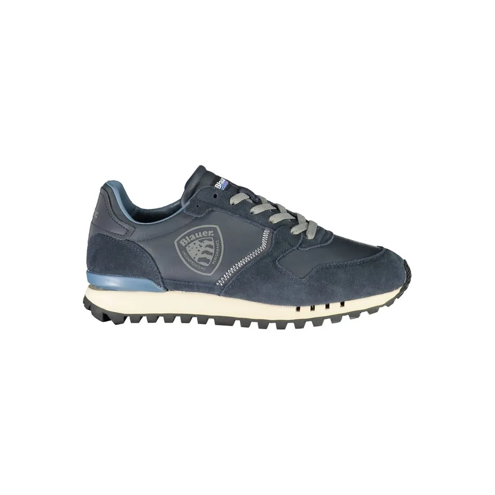 Sleek Blue Sports Sneakers with Contrast Lace-Up Detail sold by Louxly