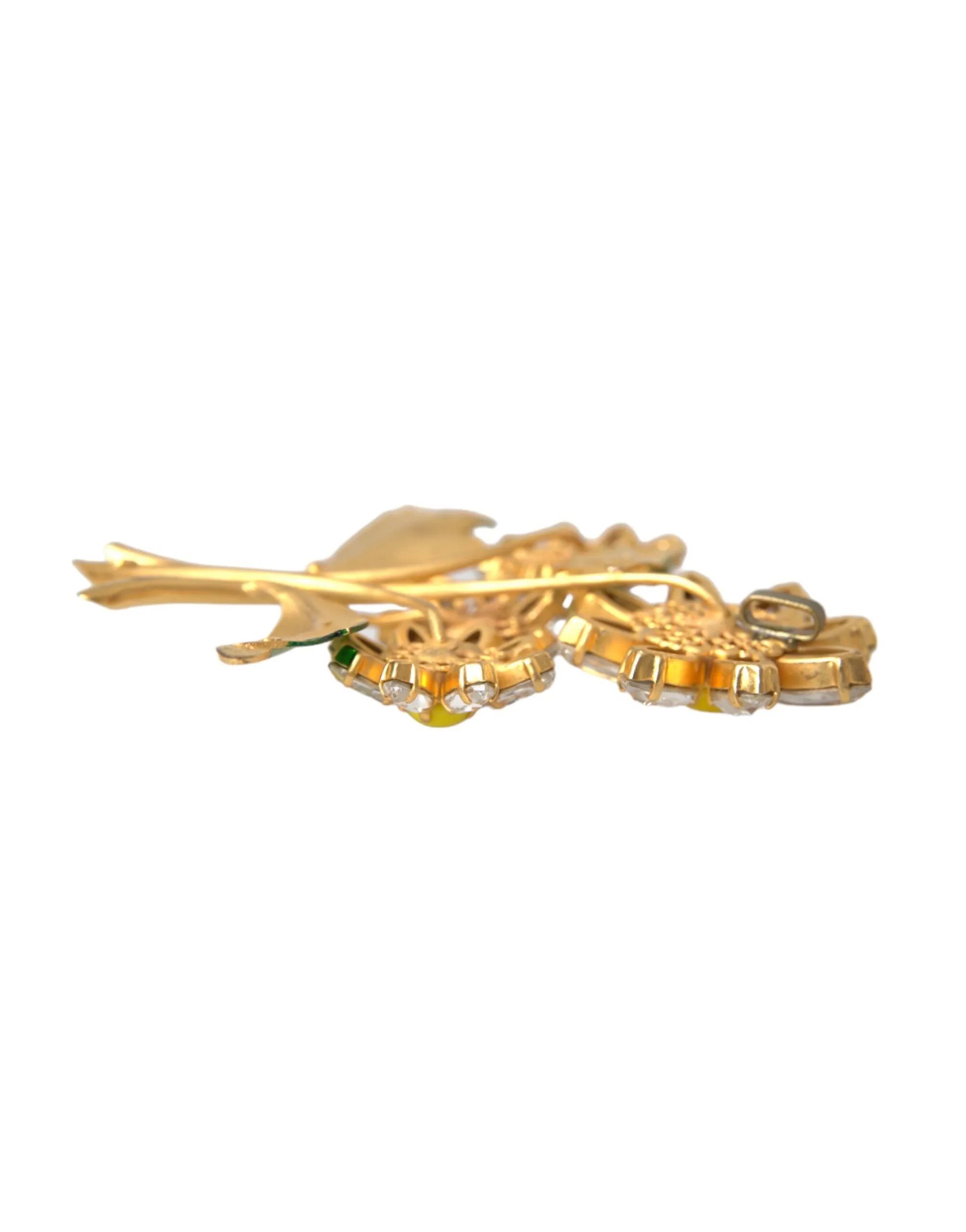 Gold Yellow Green Filigree Flower Crystals Brooch Pin sold by Louxly product image thumbnail 5