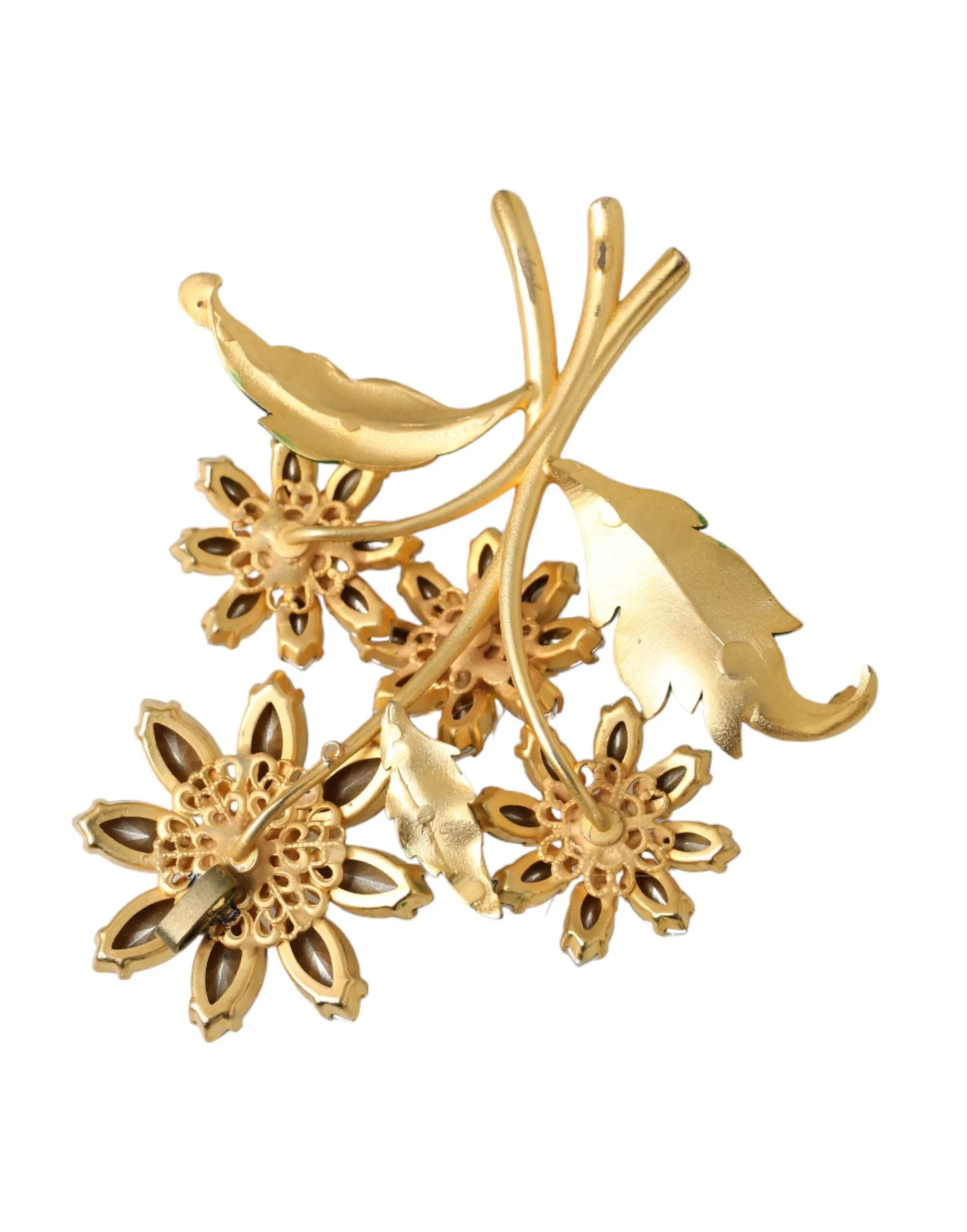 Gold Yellow Green Filigree Flower Crystals Brooch Pin sold by Louxly product image thumbnail 2