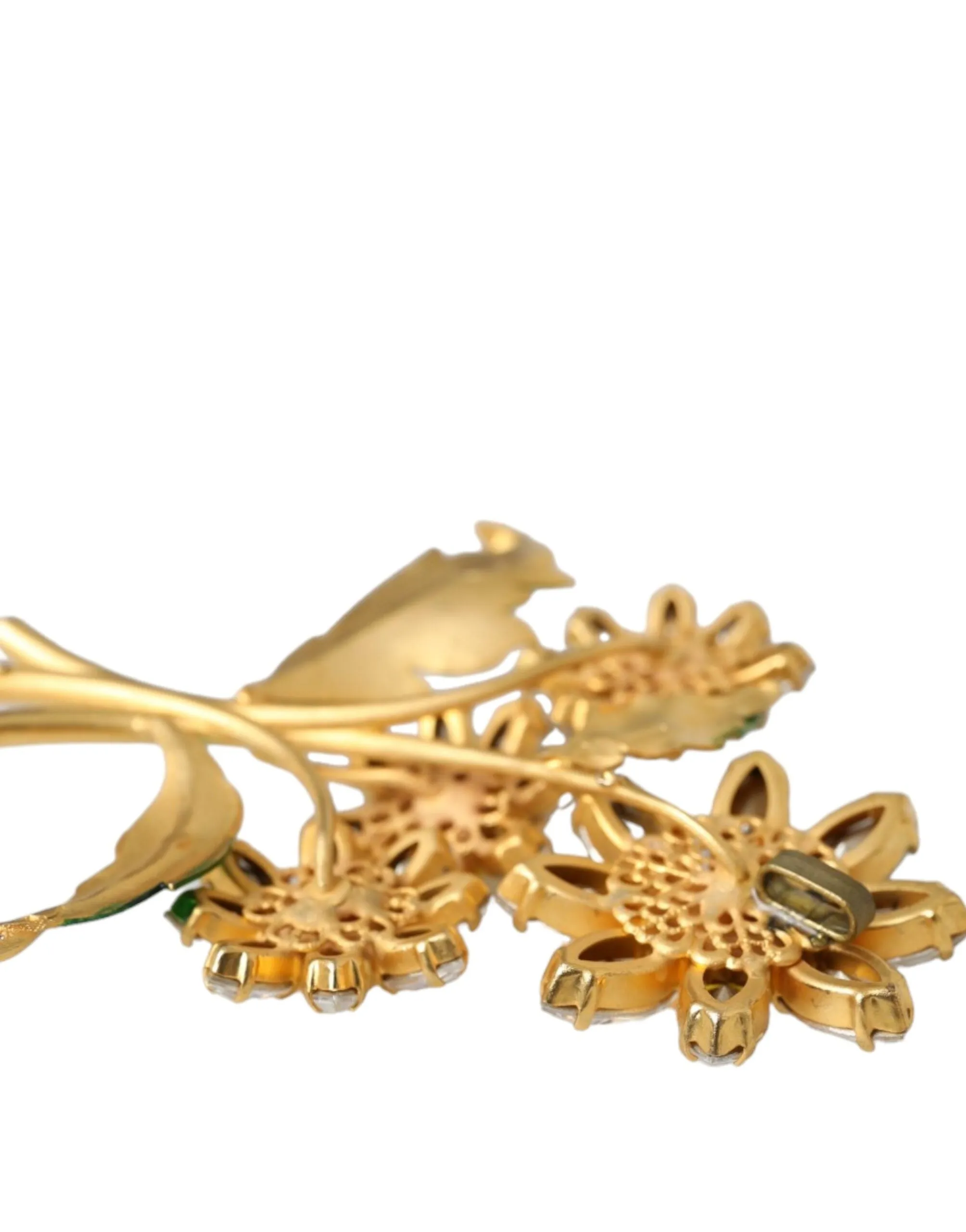Gold Yellow Green Filigree Flower Crystals Brooch Pin sold by Louxly product image thumbnail 3