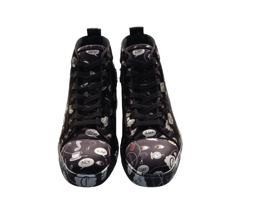 Louis Orlato Flat Crepe Satin Weapons Print High Top Sneakers sold by Louxly
