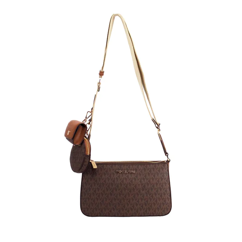 Jet Set Brown Signature PVC Crossbody Tech Attachment Bag Purse sold by Louxly