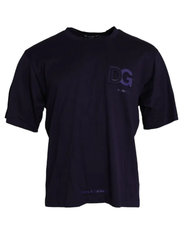 Purple Logo Patch Short Sleeve Cotton T-shirt sold by Louxly