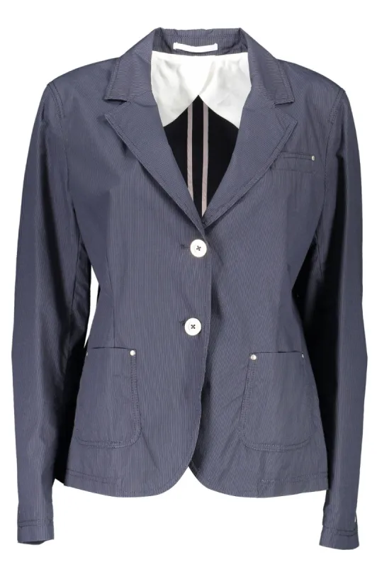 Blue Cotton Women Jacket sold by Louxly