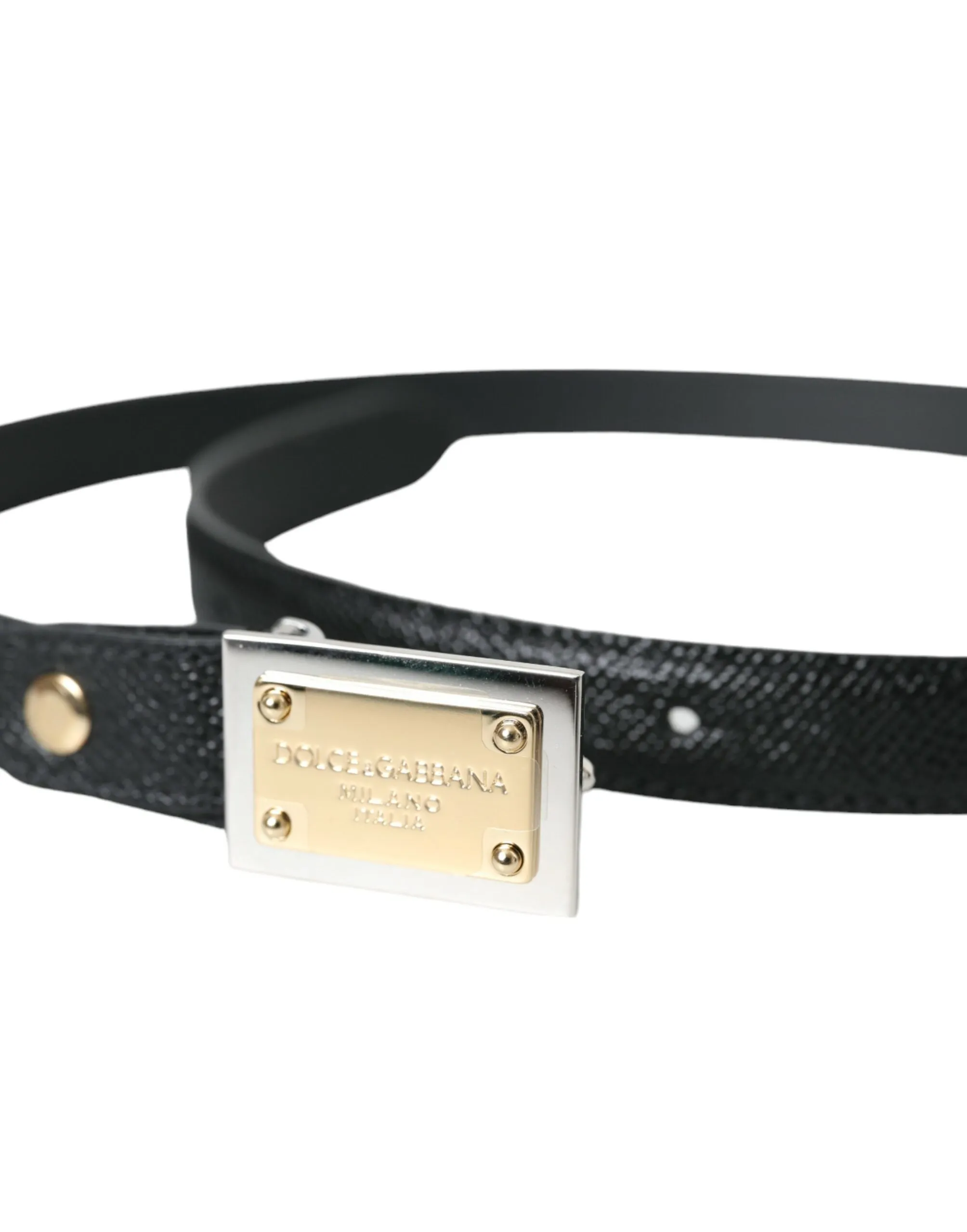 Black Leather Gold Square Metal Buckle Belt sold by Louxly product image thumbnail 2