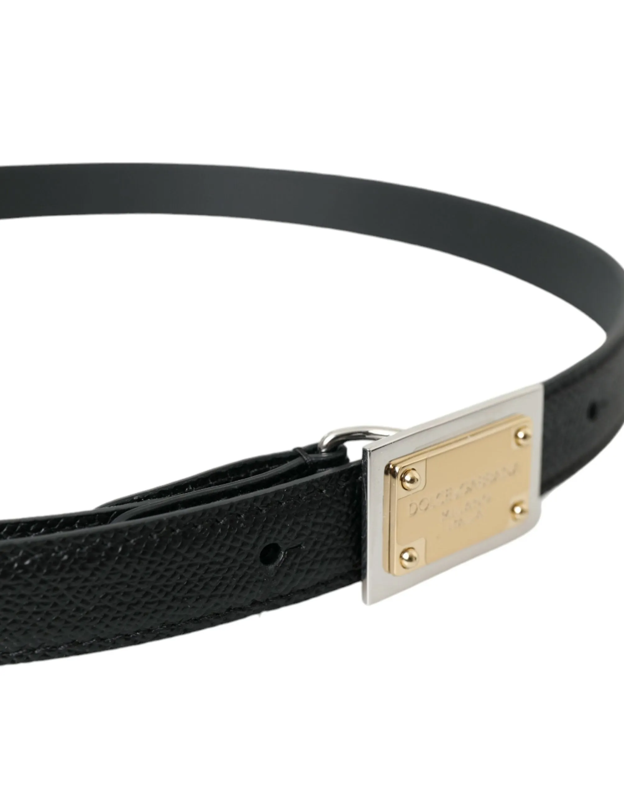 Black Leather Gold Square Metal Buckle Belt sold by Louxly product image thumbnail 4