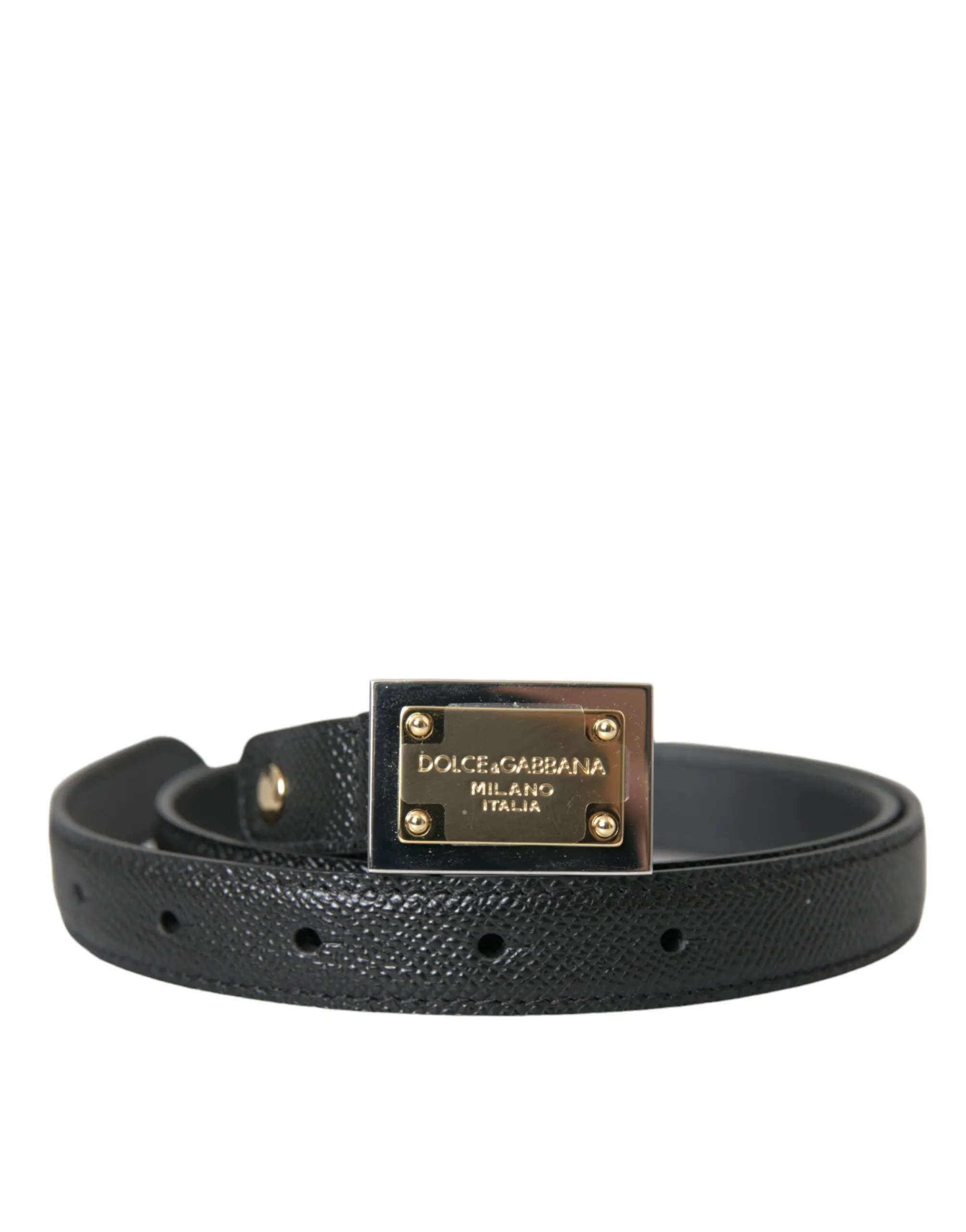 Black Leather Gold Square Metal Buckle Belt sold by Louxly