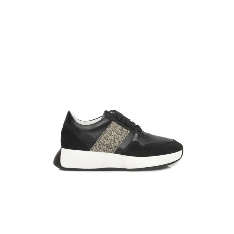 Black Leather Women Sneaker sold by Louxly