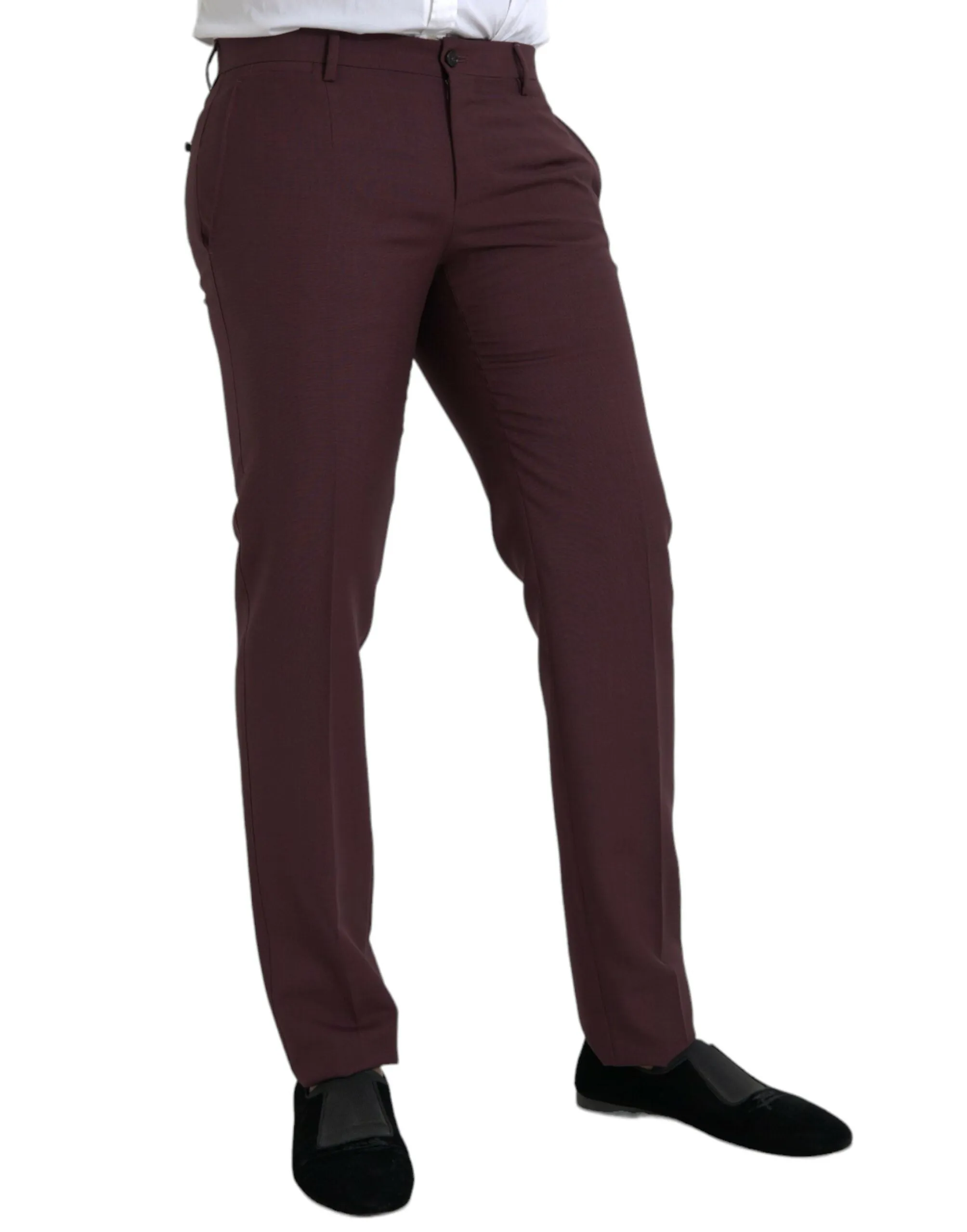 Maroon Wool Men Slim Fit Dress Pants sold by Louxly product image thumbnail 2