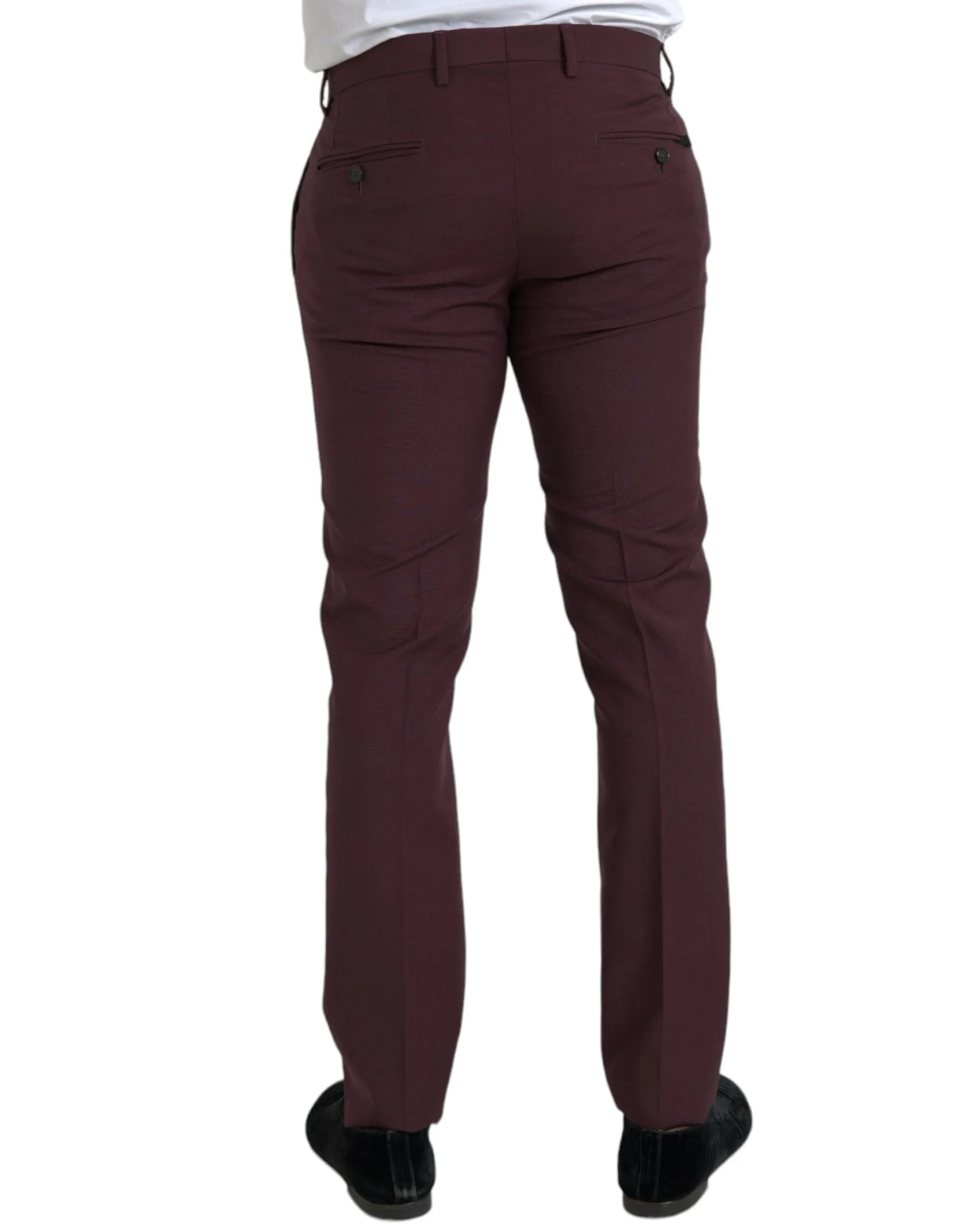 Maroon Wool Men Slim Fit Dress Pants sold by Louxly product image thumbnail 3