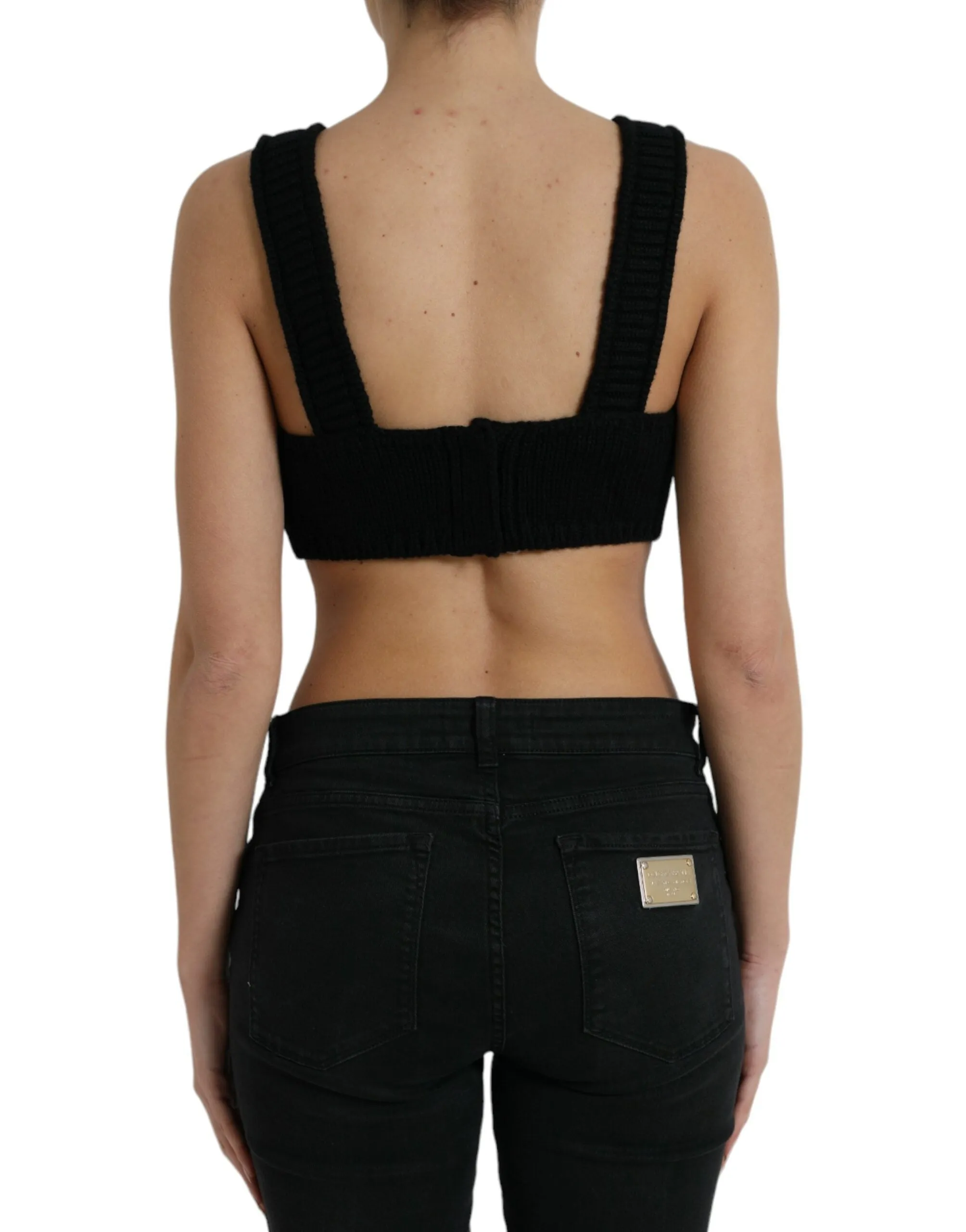 Elegant Black Cashmere Bustier Crop Top sold by Louxly product image thumbnail 3