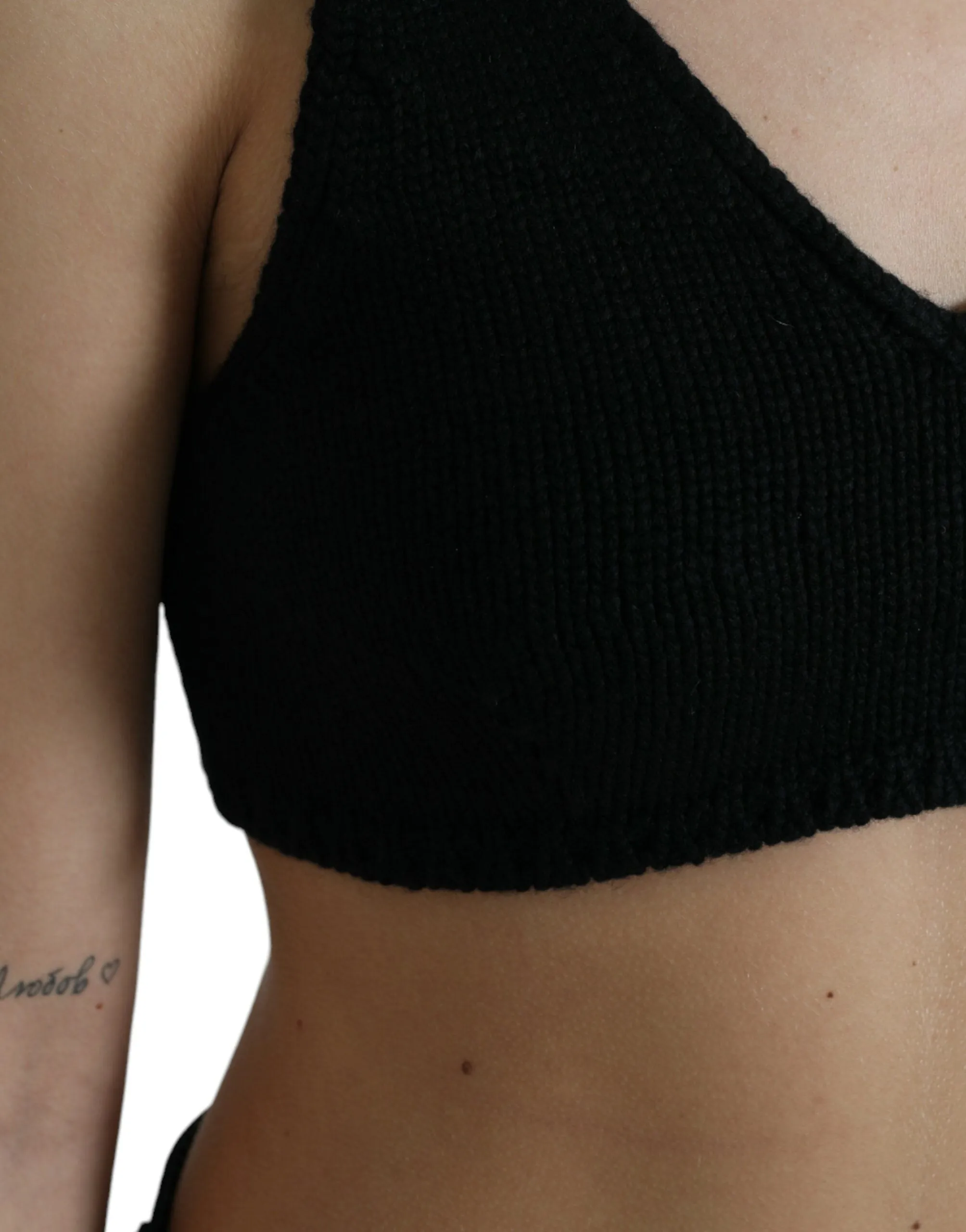 Elegant Black Cashmere Bustier Crop Top sold by Louxly product image thumbnail 4