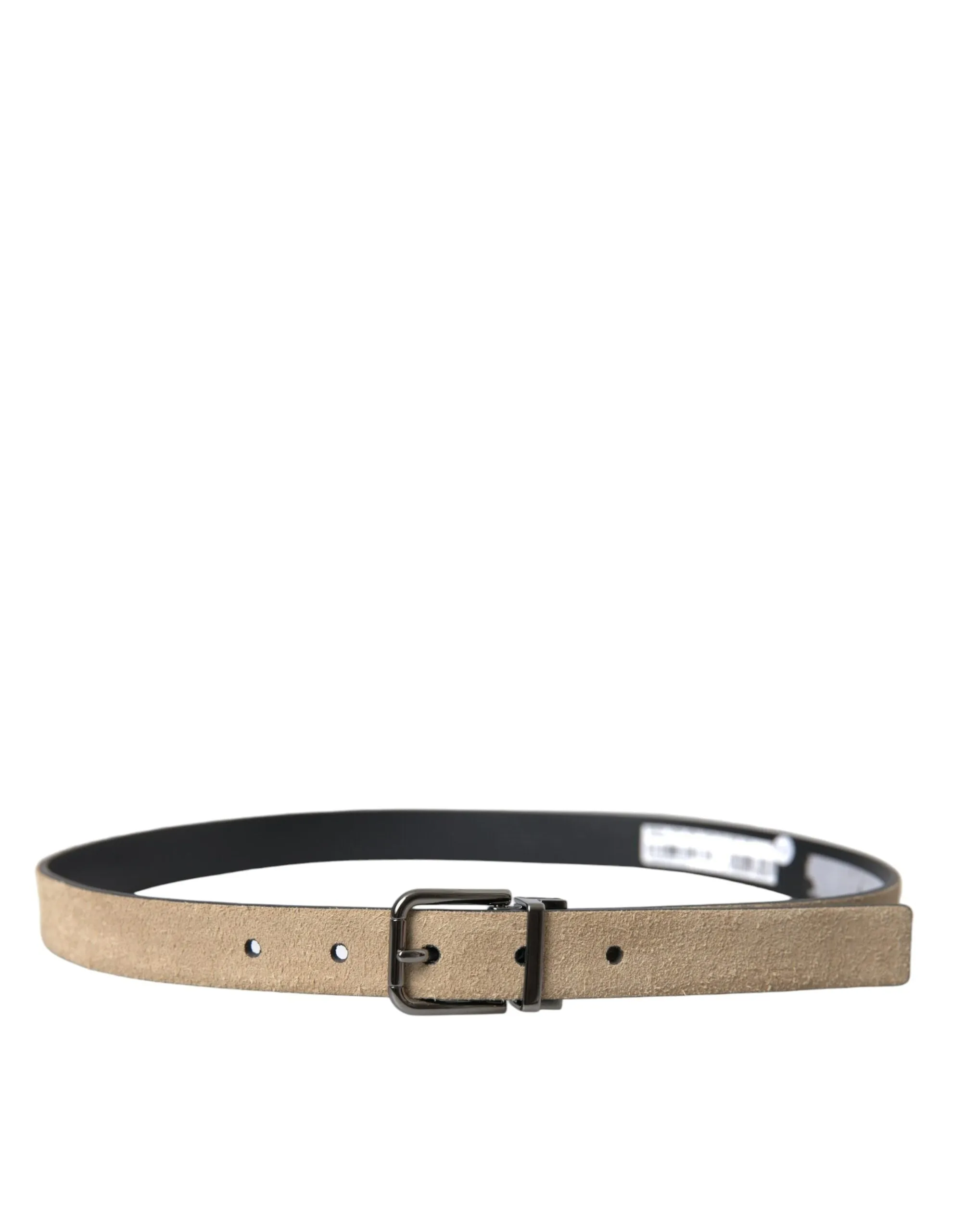 Beige Suede Leather Silver Metal Buckle Belt sold by Louxly product image thumbnail 2