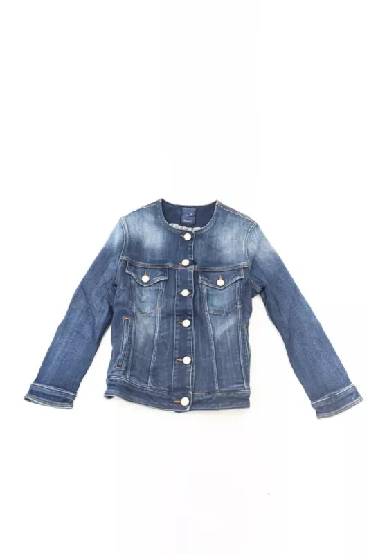 Blue Cotton Women Jacket sold by Louxly