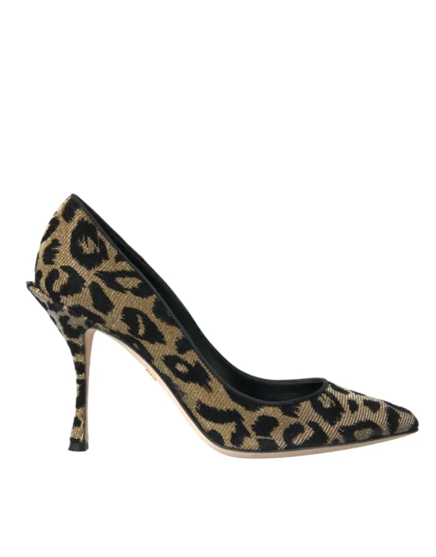 Black Gold Leopard Lurex Heels Pumps Shoes sold by Louxly