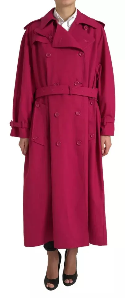 Dark Pink Double Breasted Trench Coat Jacket sold by Louxly product image thumbnail 4