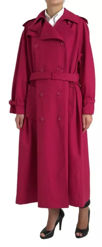 Dark Pink Double Breasted Trench Coat Jacket sold by Louxly
