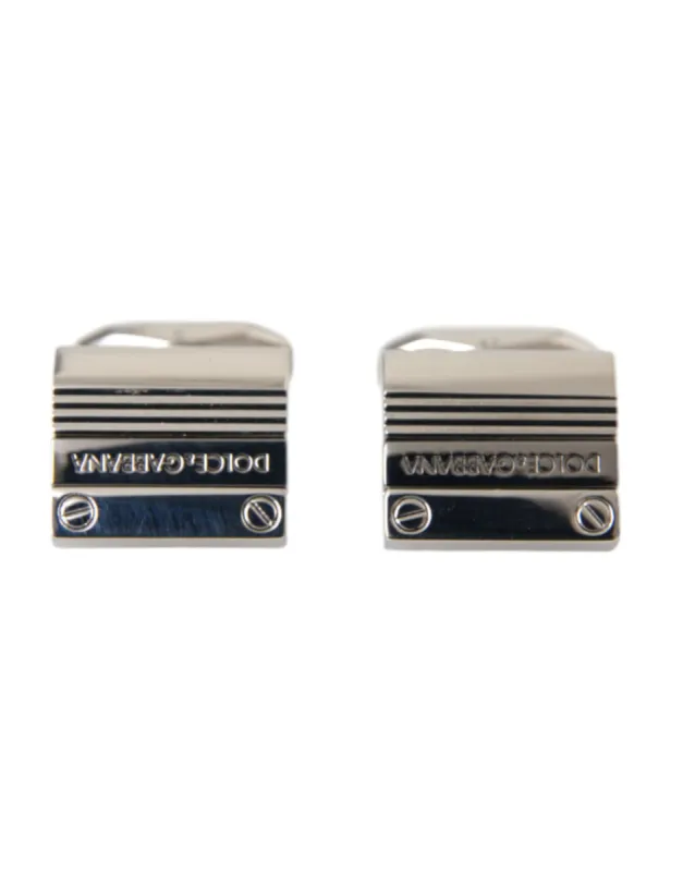 Silver Plated Metal Brass DG Logo Pin Cufflinks sold by Louxly