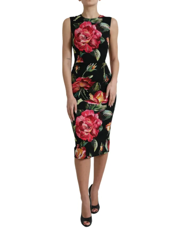 Elegant Floral Sheath Midi Dress sold by Louxly