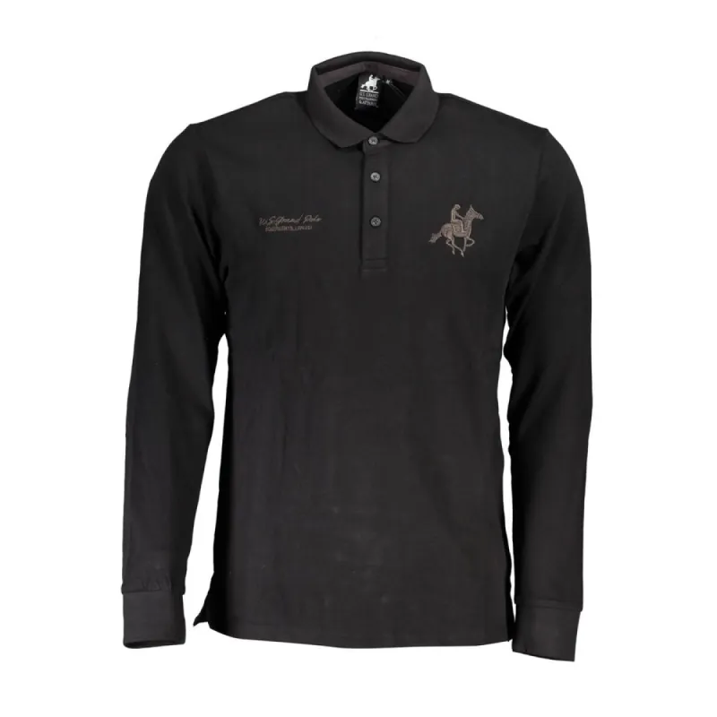 Black Cotton Polo Shirt sold by Louxly