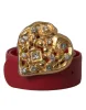 Red Leather Gold Heart Metal Buckle Belt sold by Louxly