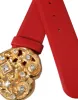 Red Leather Gold Heart Metal Buckle Belt sold by Louxly