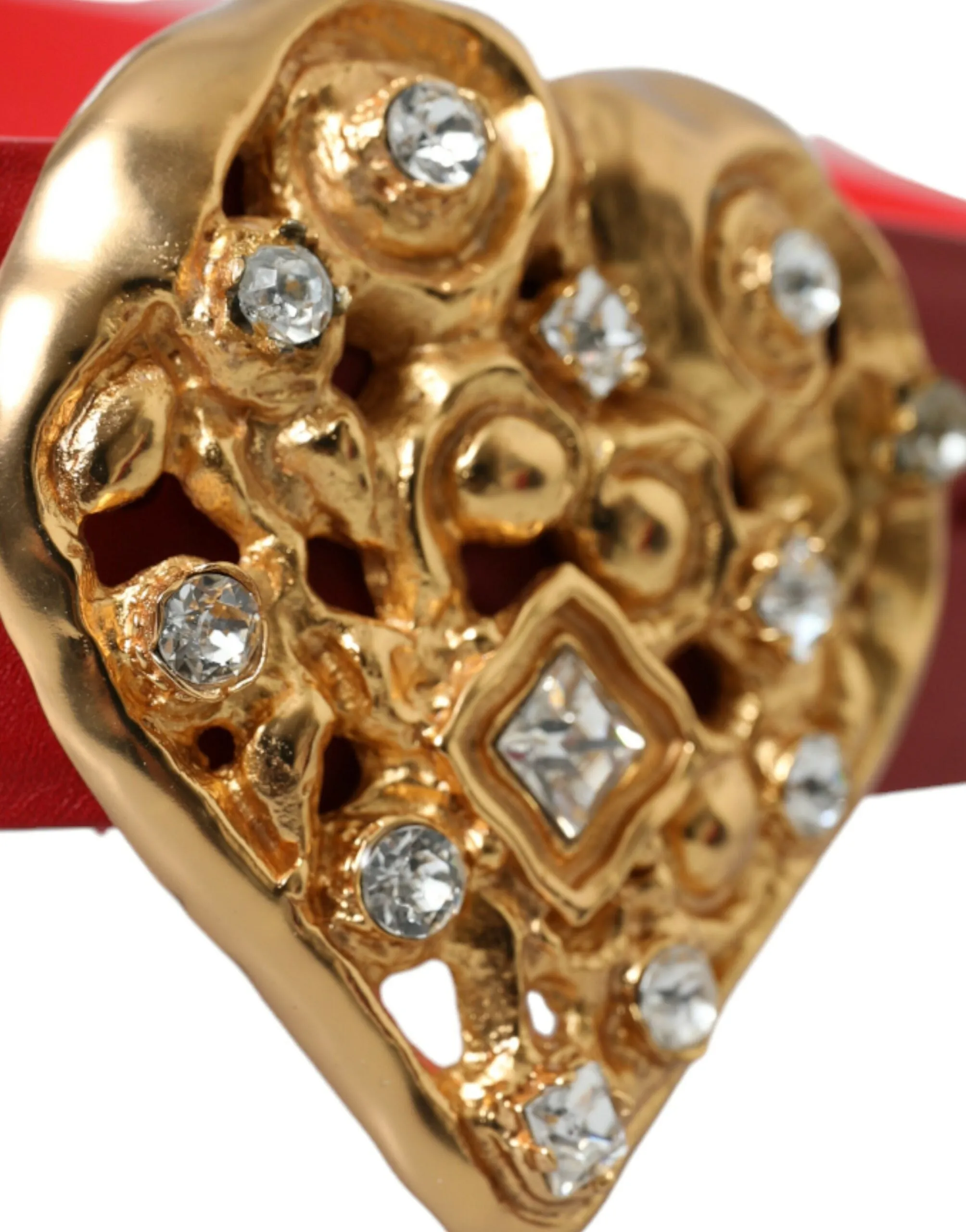 Red Leather Gold Heart Metal Buckle Belt sold by Louxly product image thumbnail 3