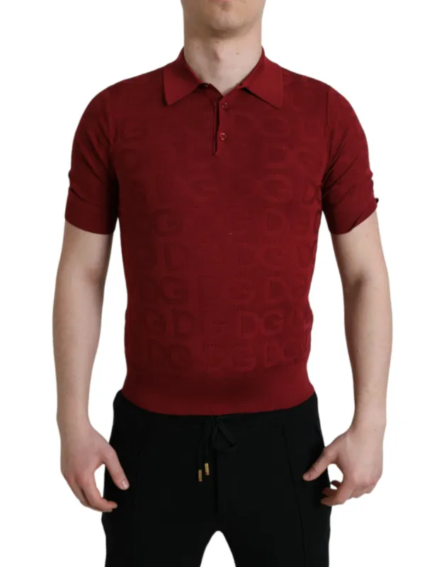 Elegant Silk Maroon Polo T-Shirt sold by Louxly
