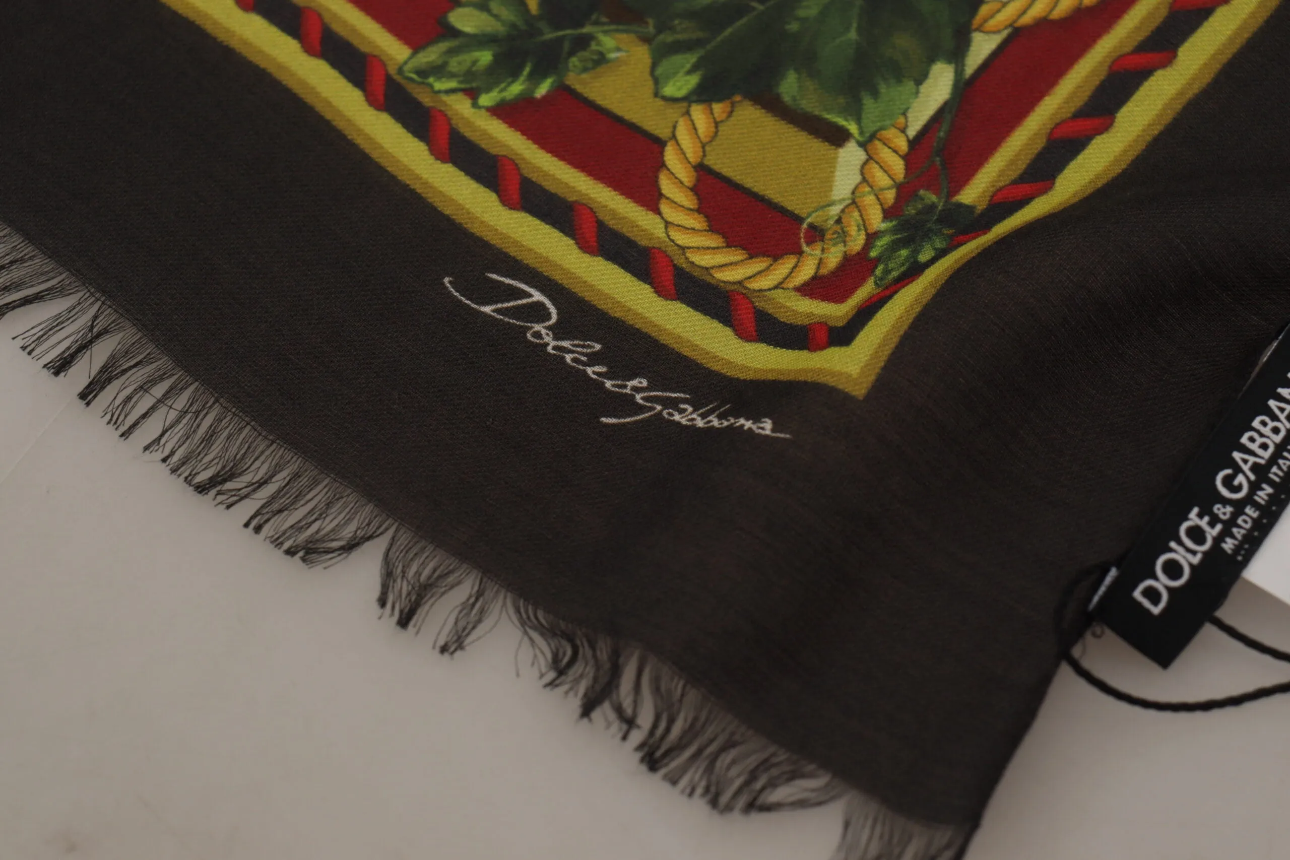 Vegetable Print Silk Blend Scarf sold by Louxly product image thumbnail 5