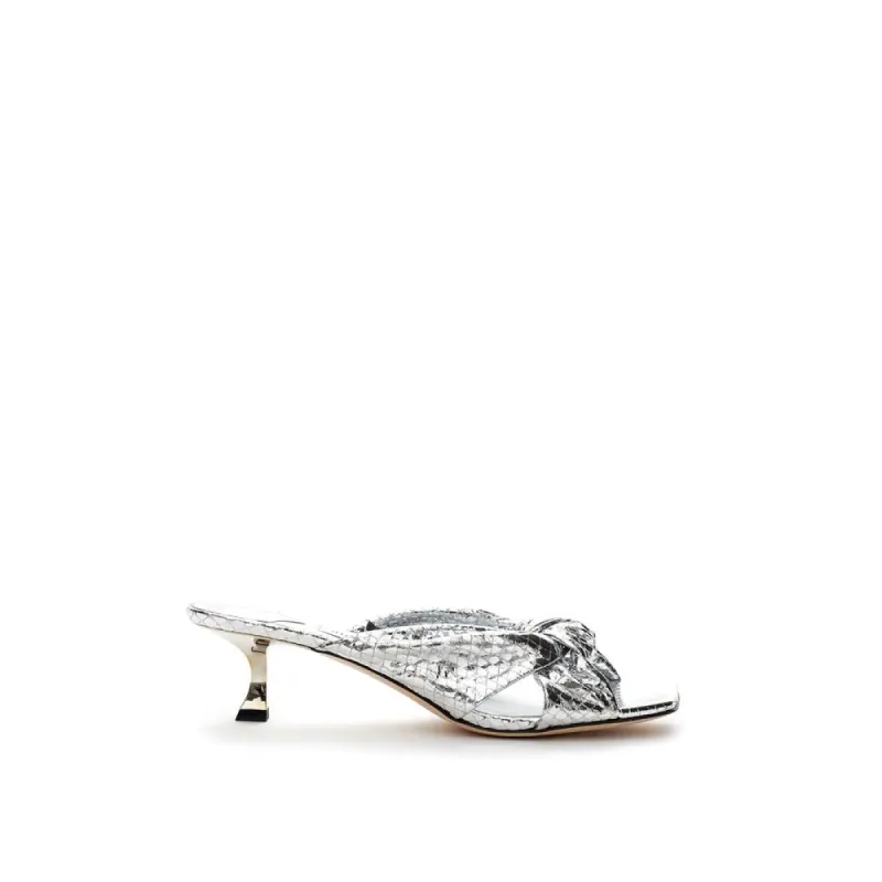Gleaming Silver Leather Sandals sold by Louxly