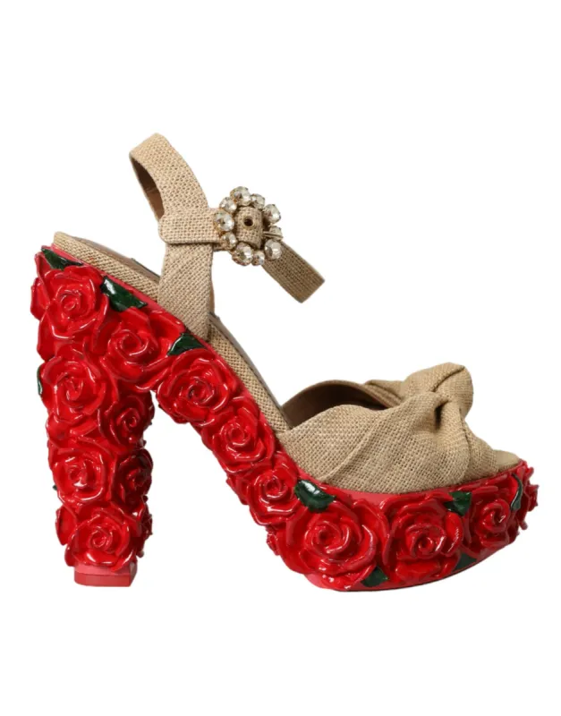 Red Roses Crystal Platform Sandals Shoes sold by Louxly