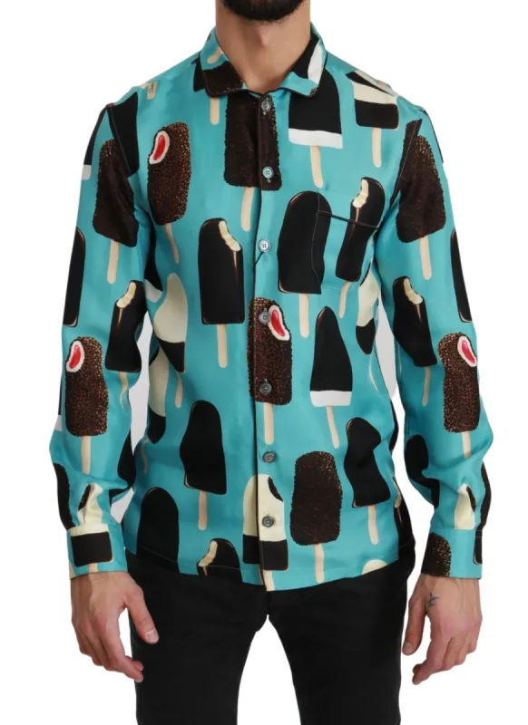 Exclusive Silk Blend Ice-Cream Print Shirt sold by Louxly