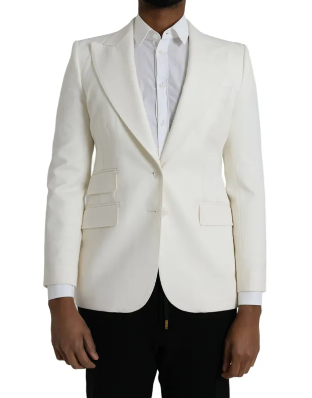 White Wool Single Breasted Coat Blazer sold by Louxly
