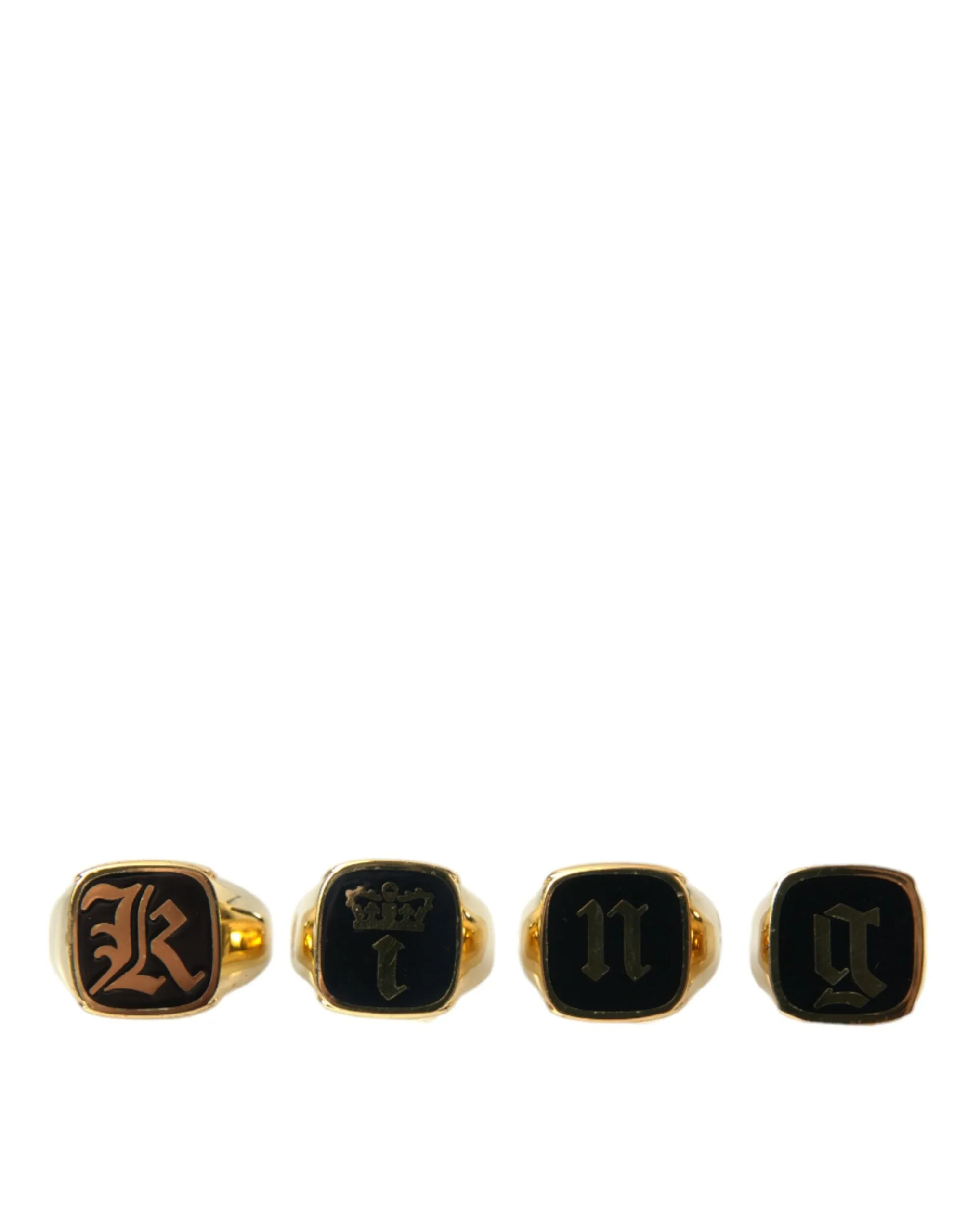 Gold Brass KING Enamel Set of 4 Ring sold by Louxly