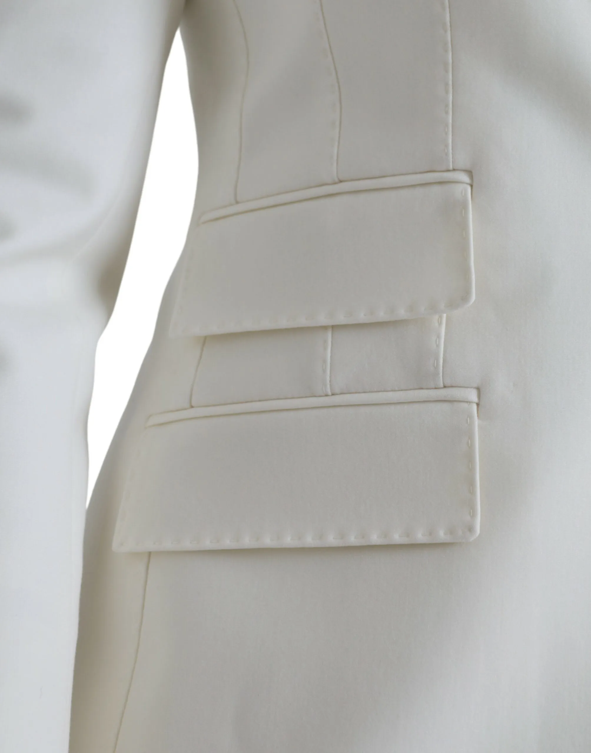 White Wool Single Breasted Coat Blazer sold by Louxly product image thumbnail 5