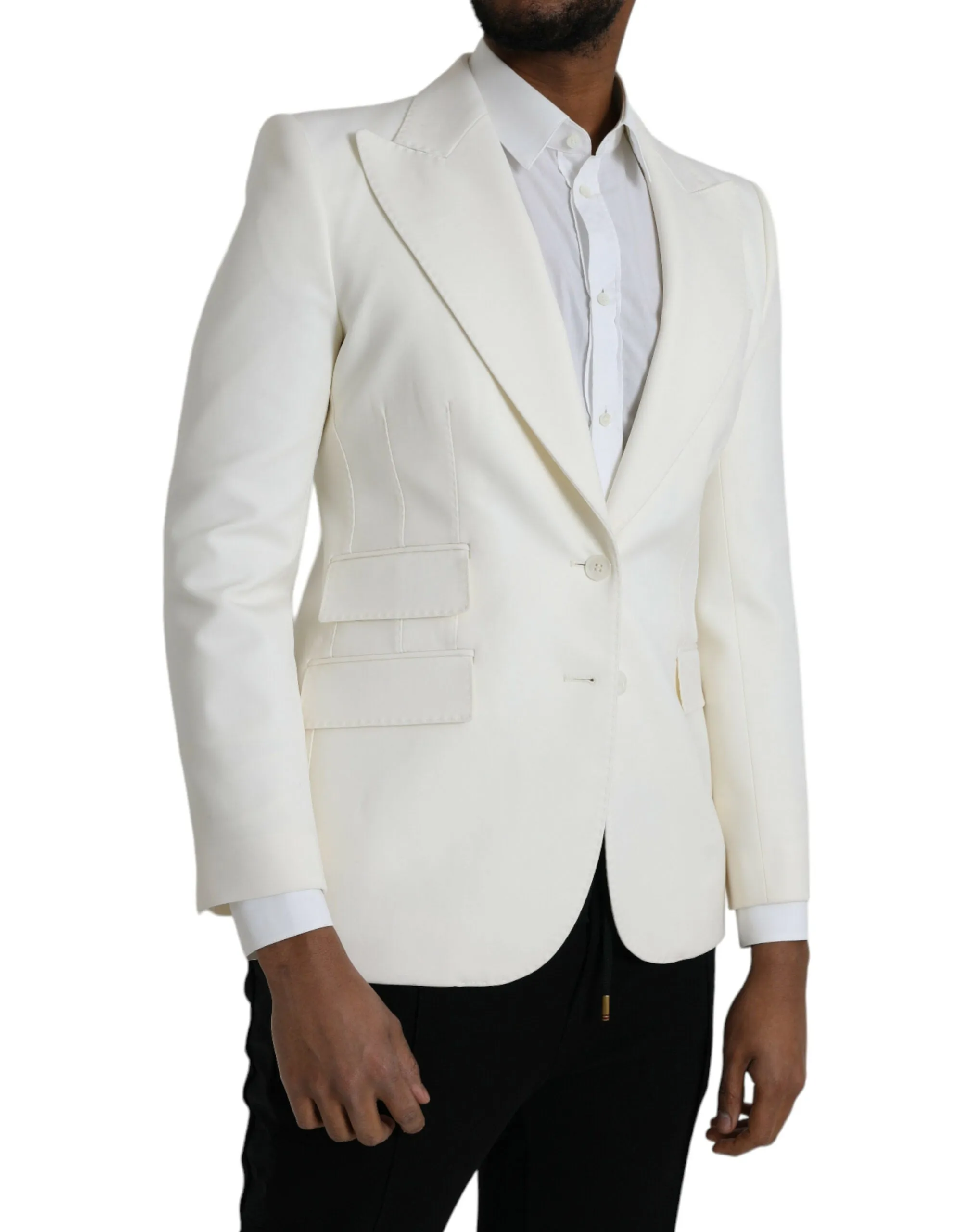 White Wool Single Breasted Coat Blazer sold by Louxly product image thumbnail 2