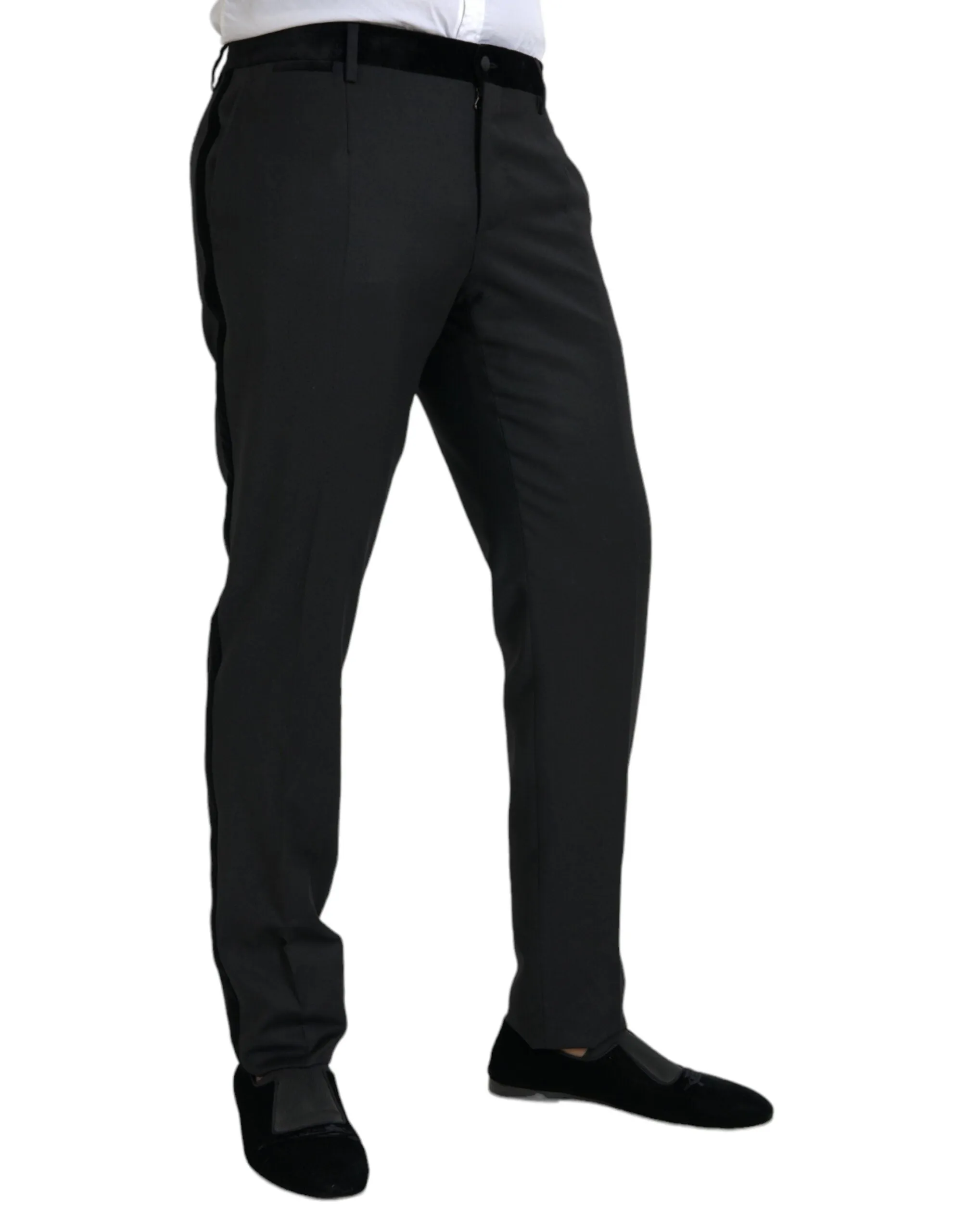 Black Silk Men Skinny Dress Pants sold by Louxly product image thumbnail 2