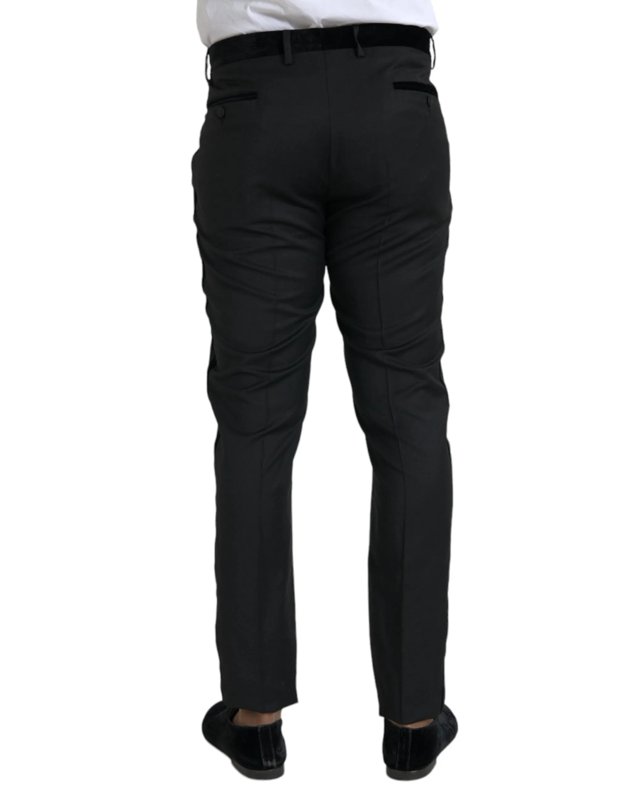 Black Silk Men Skinny Dress Pants sold by Louxly product image thumbnail 3