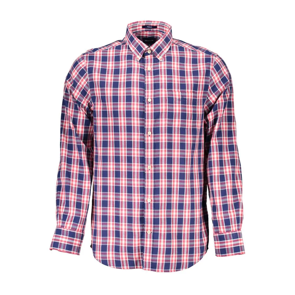 Casual Blue Cotton Shirt with Button-Down Collar sold by Louxly
