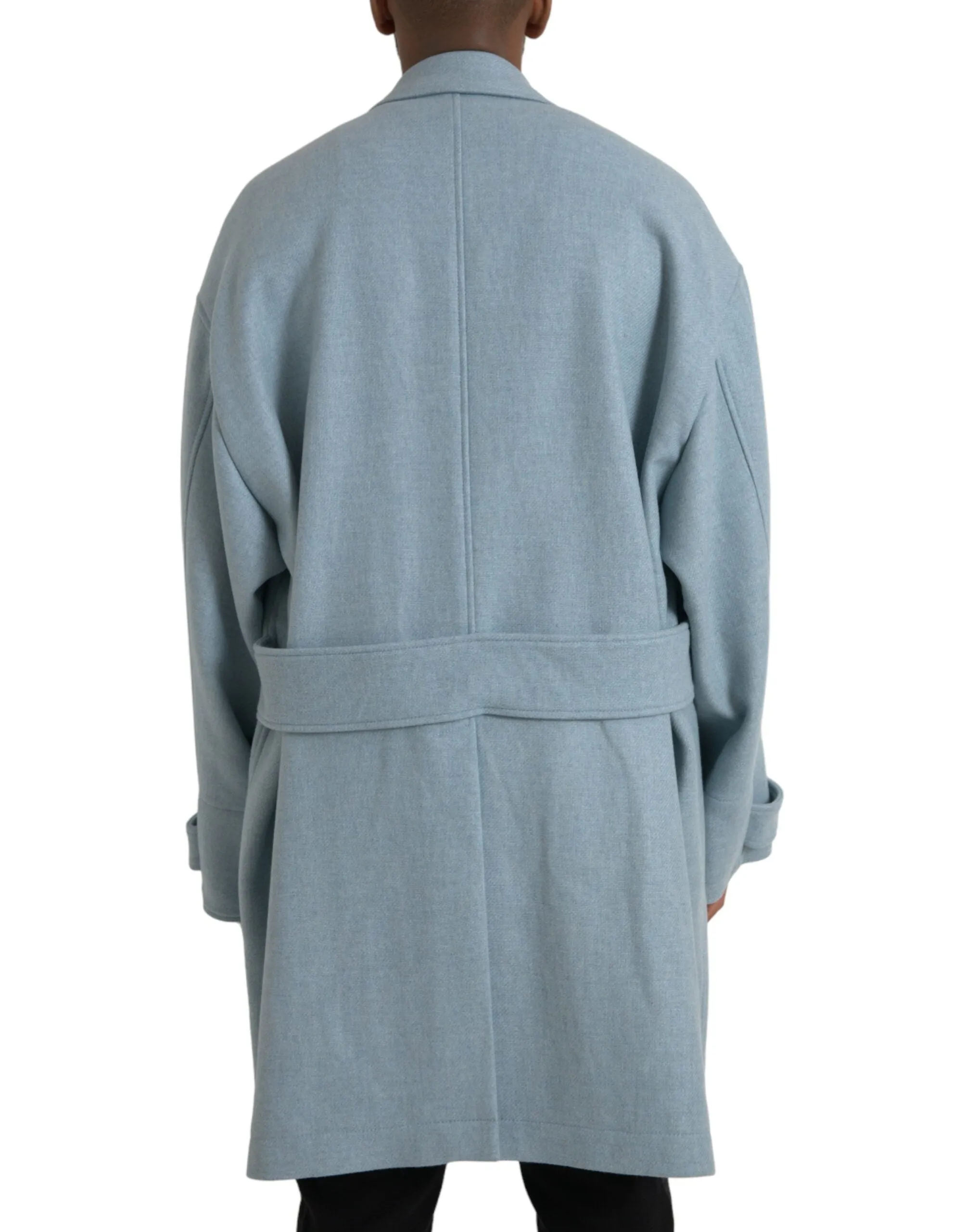 Blue Double Breasted Trench Coat Jacket sold by Louxly product image thumbnail 3