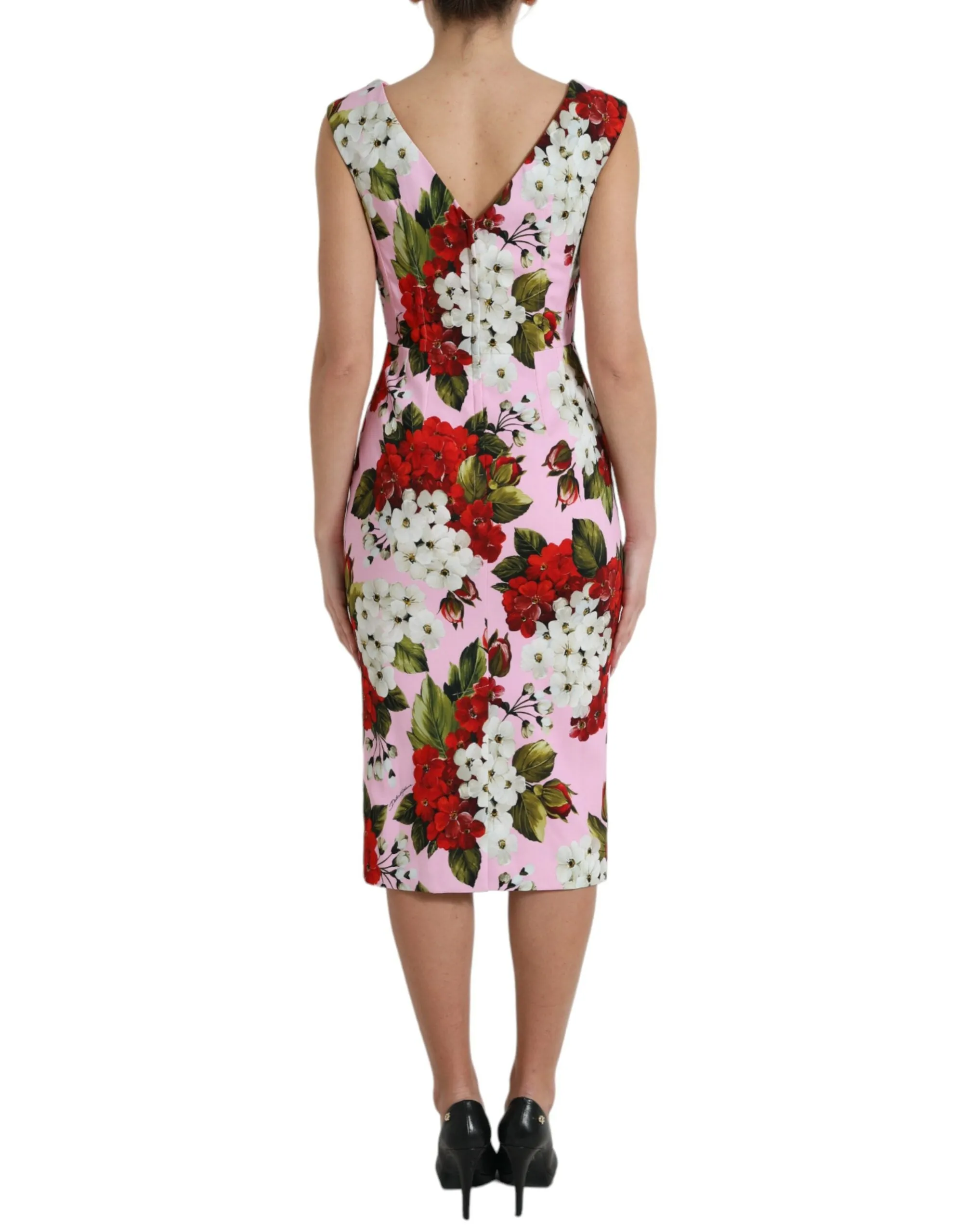Elegant Floral Sheath Midi Dress in Pink sold by Louxly product image thumbnail 3