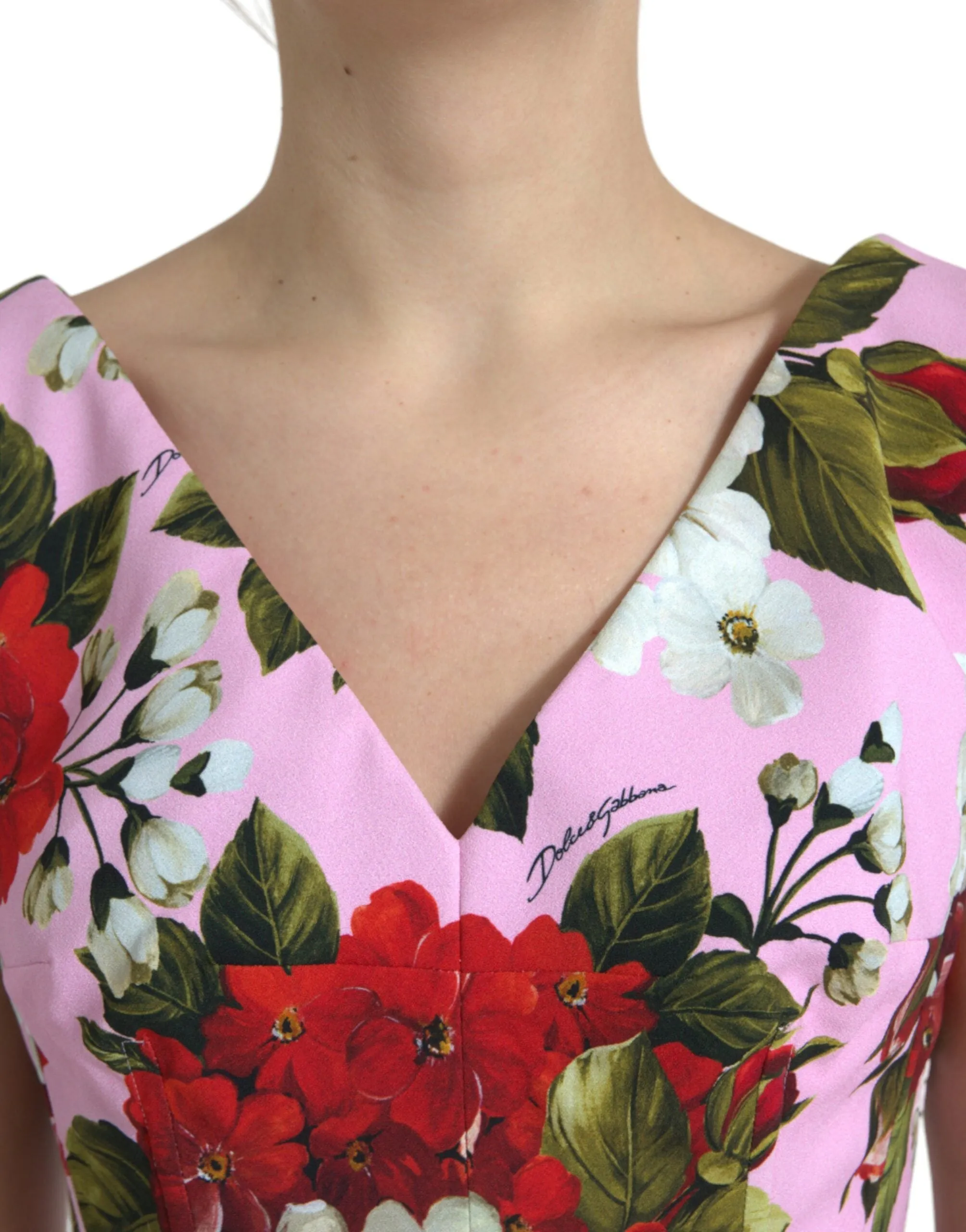 Elegant Floral Sheath Midi Dress in Pink sold by Louxly product image thumbnail 4