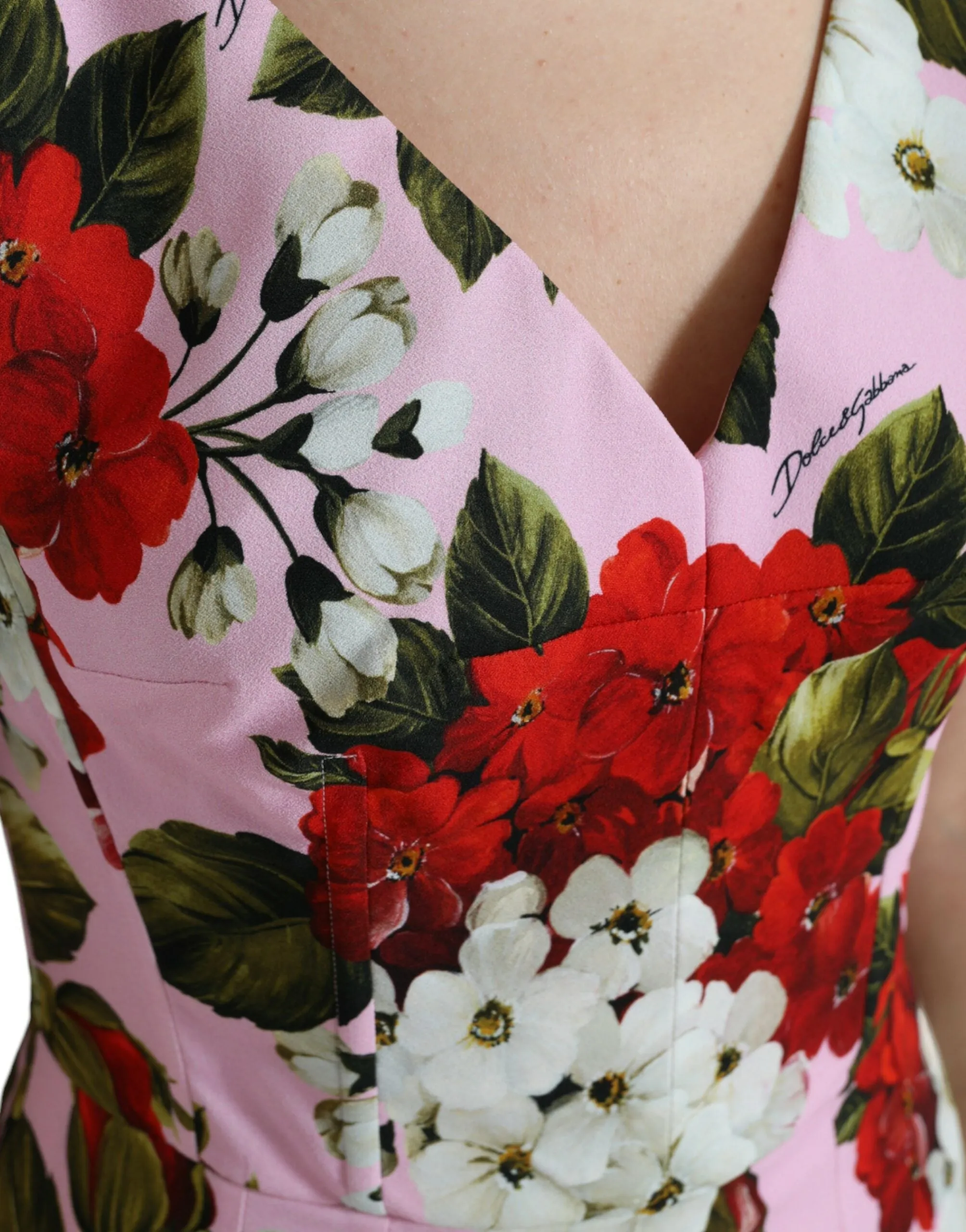 Elegant Floral Sheath Midi Dress in Pink sold by Louxly product image thumbnail 5