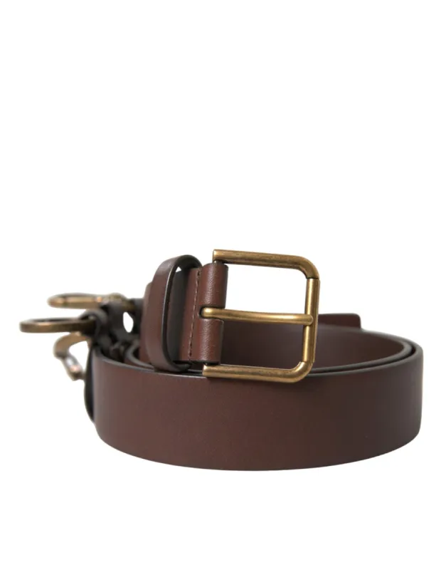 Elegant Brown Calf Leather Belt - Timeless Accessory sold by Louxly