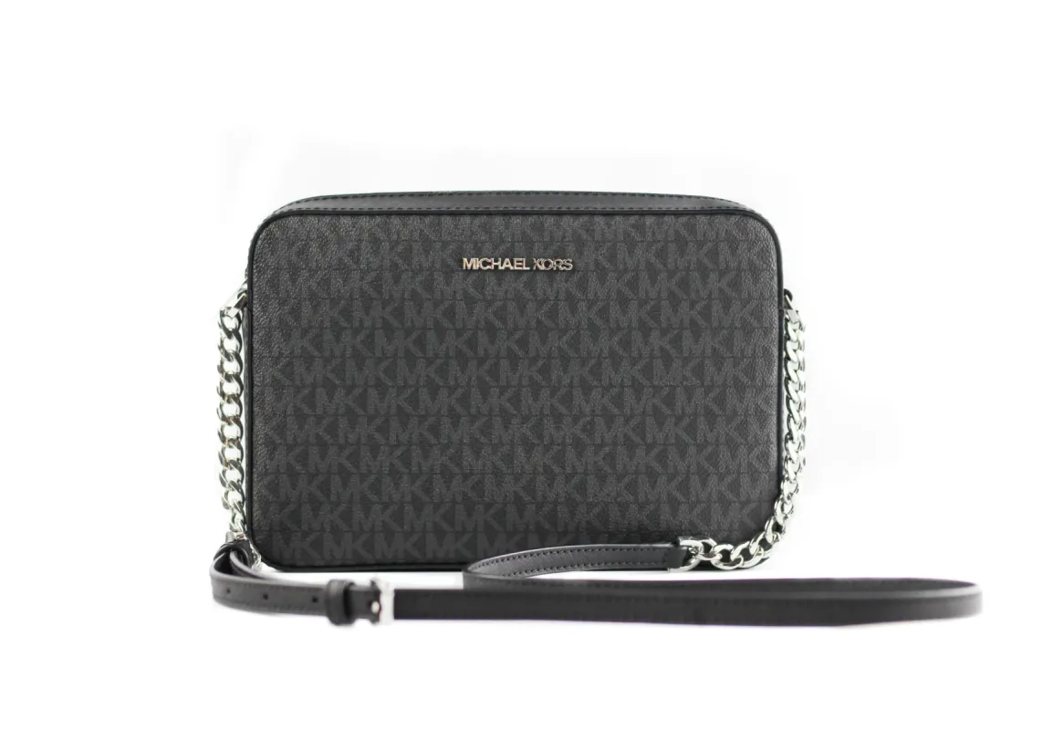 Jet Set Large East West Saffiano Leather Crossbody Bag Handbag [Black Signature] sold by Louxly