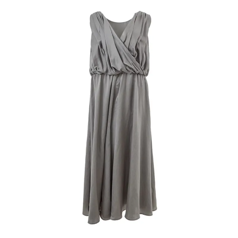 Elegant Silk Gray Dress - Timeless Elegance sold by Louxly