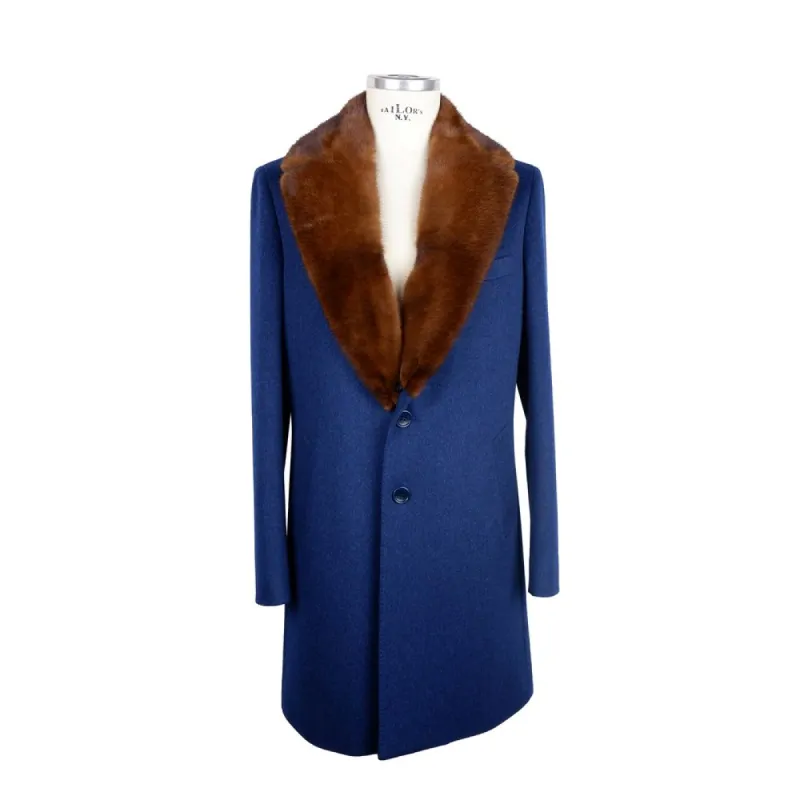 Elegant Virgin Wool Coat with Mink Fur sold by Louxly
