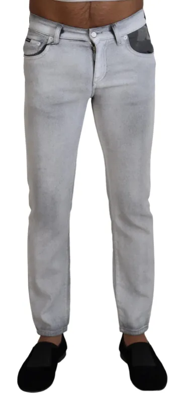 Elegant Gray Washed Cotton Blend Pants sold by Louxly