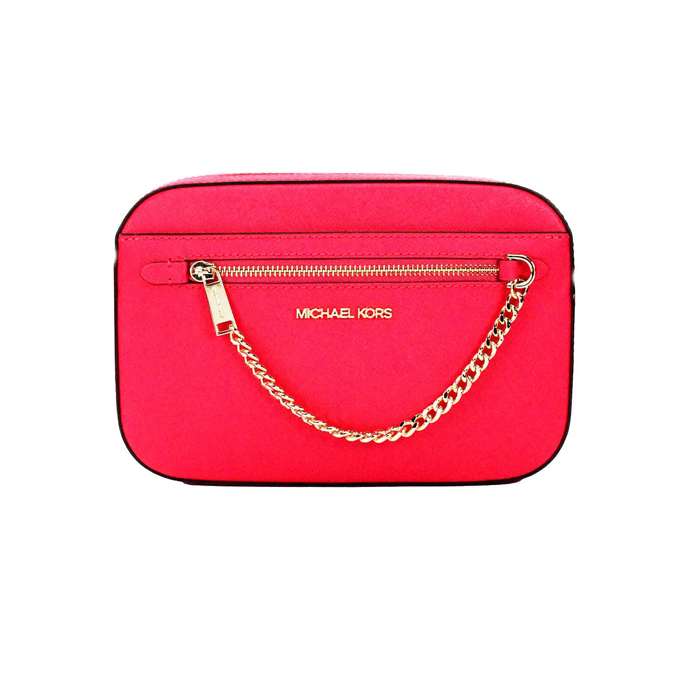 Jet Set East West Electric Pink Leather Zip Chain Crossbody Bag sold by Louxly